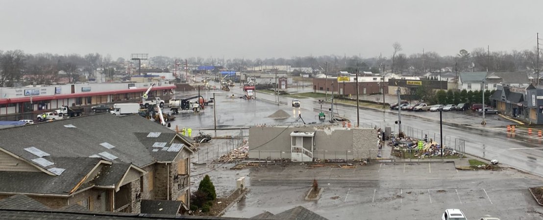 joeimel's tweet photo. Here are a couple of photos of the devastation on the Bypass from @BGMU from near the Cabell Drive substation. https://t.co/23J41EVeFK