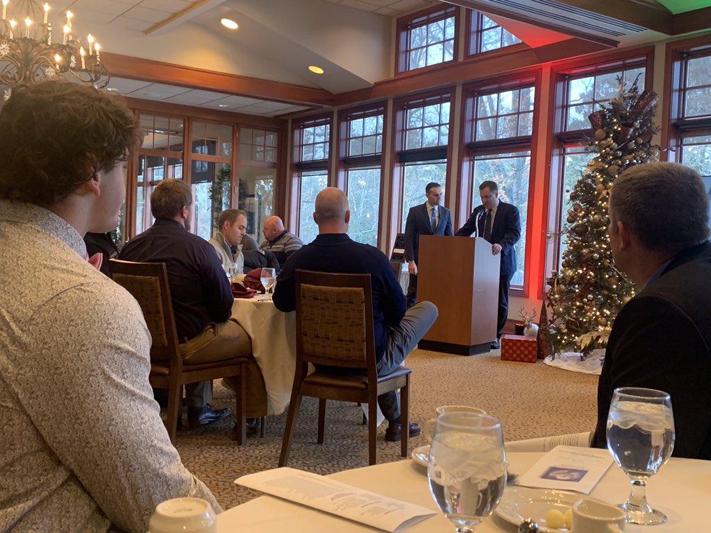 ChadHolmesWI's tweet photo. It was a great honor to MC the Win Brockmeyer Award ceremony with @Matt_Infield of WSAW TV-7.  Class all the way from everyone involved.  This year’s winner @ColtonGeurink is a fine addition as the 26th winner of the award.  #wisfb https://t.co/4L38UH5FOG