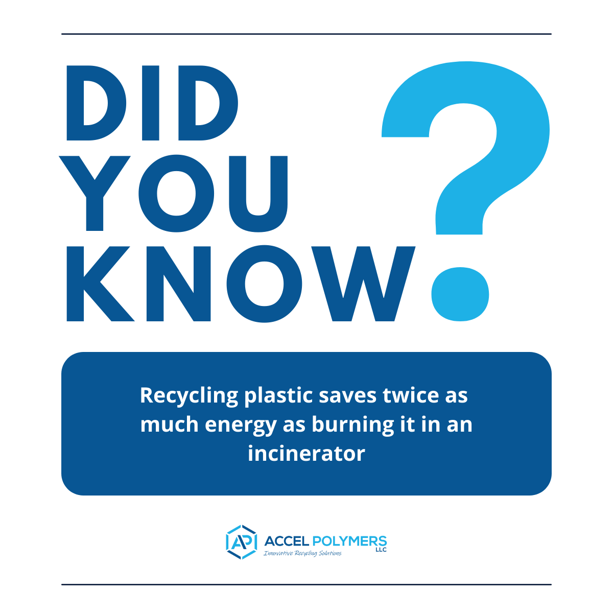 AccelpolyLLC's tweet image. We choose to make a difference in our communities by generating efficient recycling programs for local businesses. Let's work together to reuse your unwanted plastic! 🙅 

#AccelPolymers #PlasticConsumption #RecyclePlastic #ReduceReuse