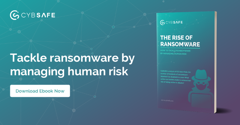 CybSafe's tweet photo. Ransomware incidents are increasing at an alarming rate 📈 — but you’ve already got a great defence against this growing threat. 

Download our ebook to learn what it is and how you can leverage it to combat ransomware and other cyber threats.