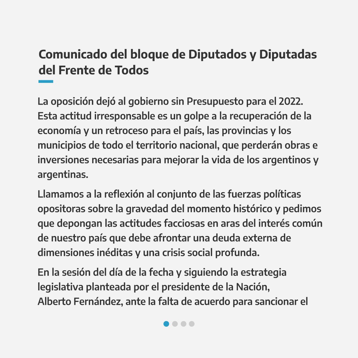 Diputados_UxP's tweet photo. Comunicado del bloque de diputados y diputadas del @FrenteDeTodos. https://t.co/y3GSR9hQhX