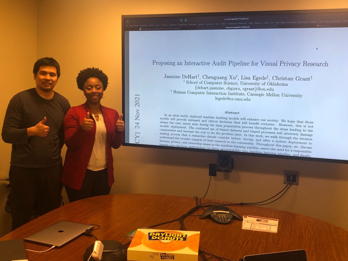 Congratulations @jasdehart and <a href="/ShineXu1/">Shine Xu</a>
 for presenting their paper “Proposing an Interactive Audit Pipeline for Visual Privacy Research” <a href="/IEEEorg/">IEEE</a> #BigData 2021.