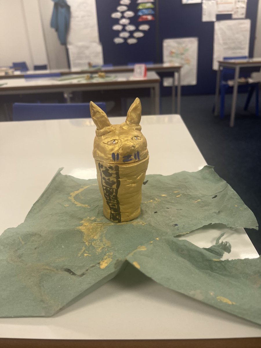 Class10StMarys's tweet photo. Some brilliant Canopic jars made out of clay and Ancient Egyptian masks created this week! Well done. https://t.co/cnc4M9e5Mh