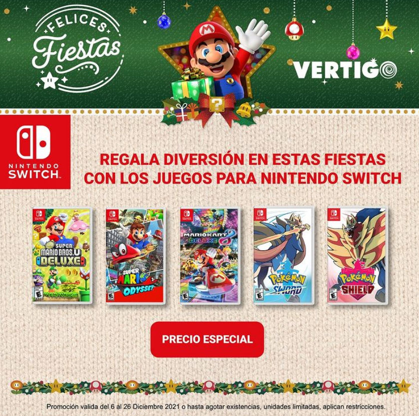 TiendaVertigo's tweet photo. Regalá la mejor navidad🎄 con VERTIGO y Nintendo🍄, disfruta de los descuentos de temporada en videojuegos seleccionados, 😎 ingresá a sitio web 👉 https://t.co/hzCcFSqSec y escoge tus favoritos.

Aplican restricciones, valido hasta agotar existencias. 👀https://t.co/hGptjUdqHZ https://t.co/xdqVePP61m