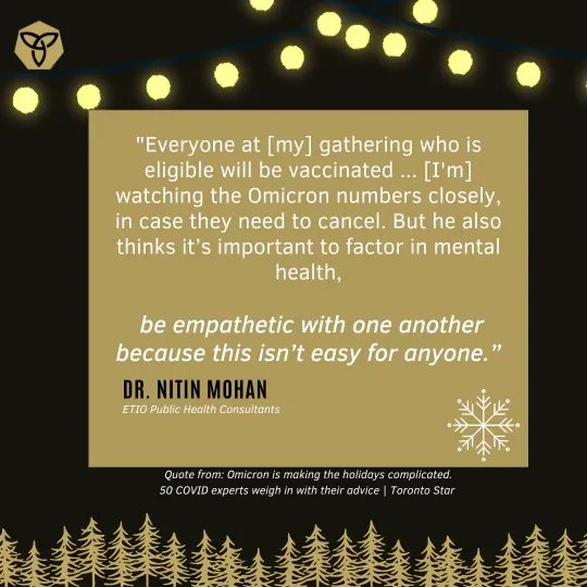 The holidays can be a scary time- especially as the Omicron variant complicates holiday plans and gatherings. Remember to be empathetic towards one another during this time! check out what the experts say here: buff.ly/3yBaHyR

#publichealth #omicron #holidays