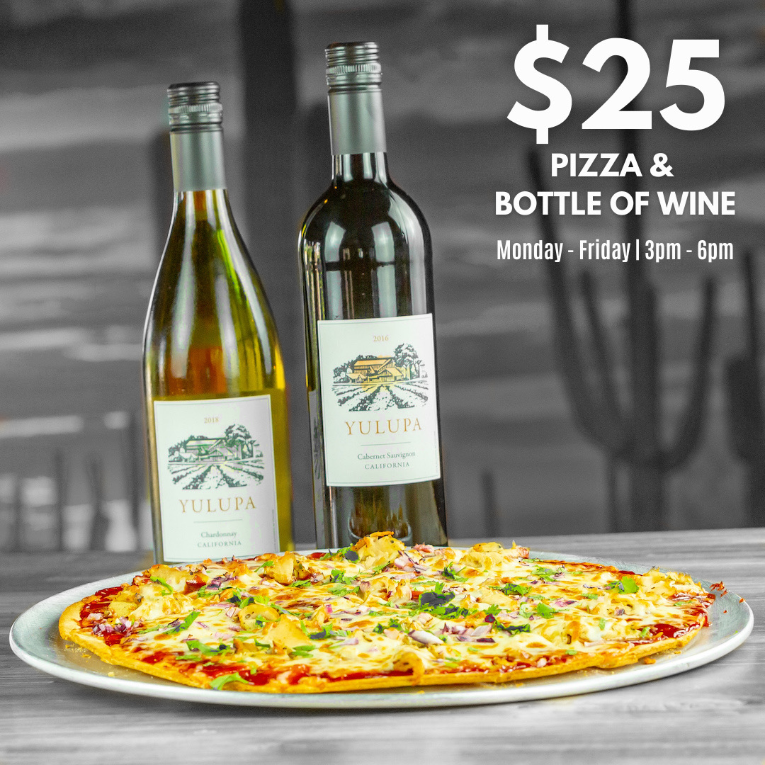 The perfect week night dinner always includes a bottle of wine and pizza.  Enjoy your two favorites every Monday - Friday, 3-6pm.

#Famous48 #ArizonaRestaurants #ArizonaFoods #ScottsdaleFoodie #ArizonaBar #PizzaWine #PizzaandWine