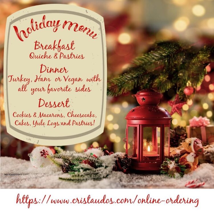 CristaudosCafe's tweet photo. At Cristaudo's we offer many options for your holidays! Meals, desserts, cookies, gifts...Lots of ideas to treat yourself, family and friends! Check it out! https://t.co/N3ad2SZqZh https://t.co/KeGckMNn66