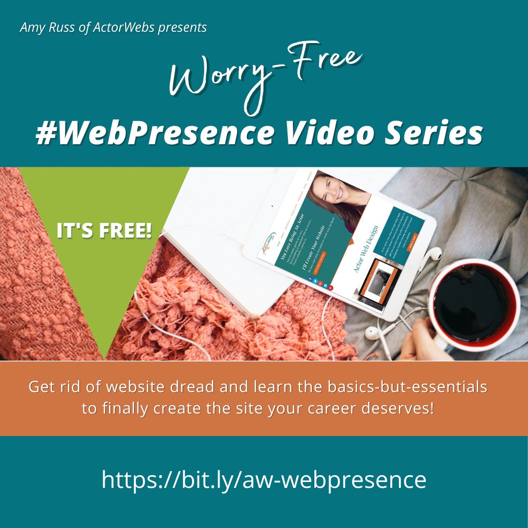 wajpodcast's tweet image. Friday check-in: ready for an ACTOR WEBSITE, but don’t know where to begin?

Check out this FREE #WebPresence Series, by @AmyRuss at @ActorWebs. Learn the basics + create a site that works for your career.

Get it here --&amp;gt; bit.ly/aw-webpresence

#actorwebsite #worryfreewebsite