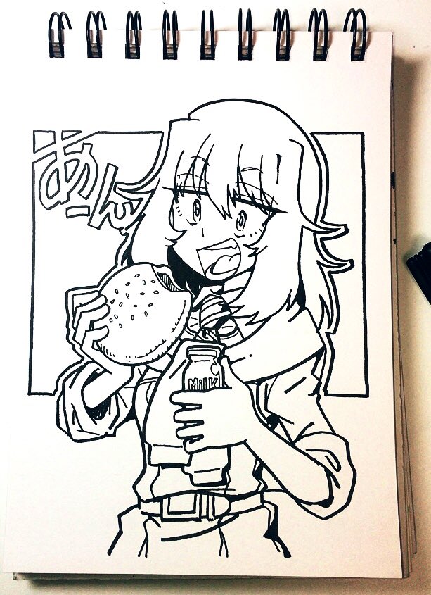 あんパン牛乳って人生で意外にやってない #おきらくがき 