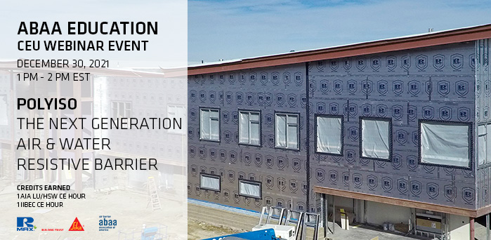 rmaxci's tweet photo. Very excited to be part of the @ABAA_AirBarrier  Education Program! Register for our webinar to learn about #polyiso and earn those last needed CE credits! https://t.co/m6xtlY9nRZ https://t.co/XRNCGS57x7