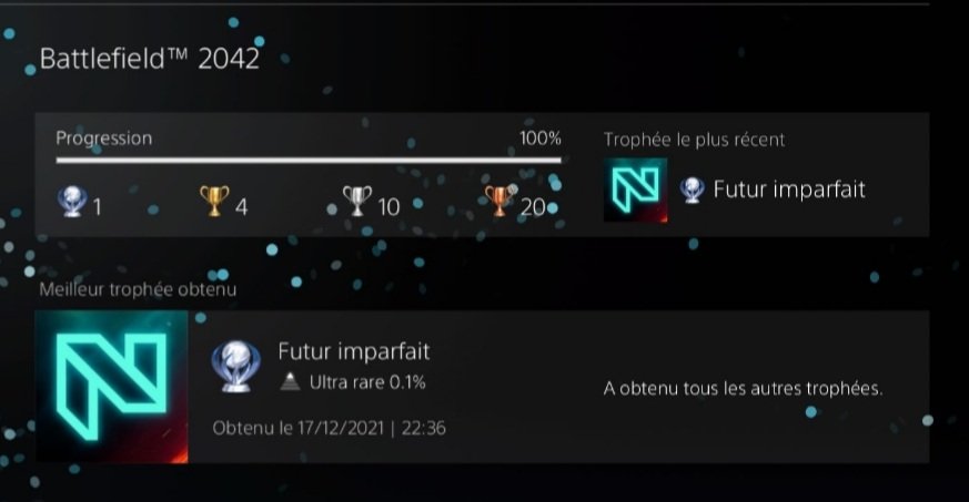 EcfrSections's tweet photo. 👏Bravo à @ShadowfreezECFR pour avoir réussi à Platine #Battlefield2042 #Battlefield2042 👏🙂 https://t.co/9S4stWrcmT