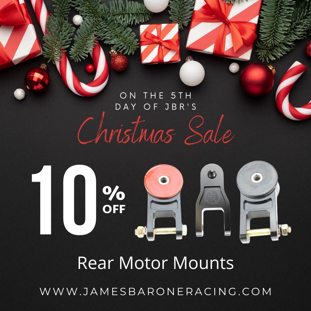 jbaroneracing's tweet photo. The 5th day of our Christmas sale brings you 10% off JBR Rear Motor Mounts with your choice of durometer! No coupon code is necessary. 
#JamesBaroneRacing #james_barone_racing #ford #mazda #hyundai #mazdaspeed #VelosterN #veloster #FocusST #FocusRS https://t.co/dirGFOYRQK