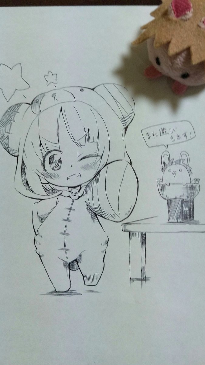 アンケート用紙に落書き✒️🐰 