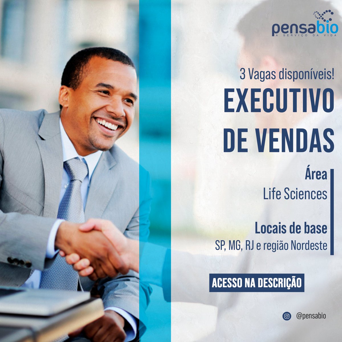 pensabio's tweet photo. Venha fazer parte do time Pensabio!

𝟯 𝗩𝗮𝗴𝗮𝘀 para 𝗘𝘅𝗲𝗰𝘂𝘁𝗶𝘃𝗼 𝗱𝗲 𝗩𝗲𝗻𝗱𝗮𝘀 - São Paulo/SP.

Acesse os requisitos e informações sobre a vaga: https://t.co/sB4U1LVVW9

#pensabio #vagas #trabalheconosco #executivodevendas https://t.co/EF0xf6CkKn