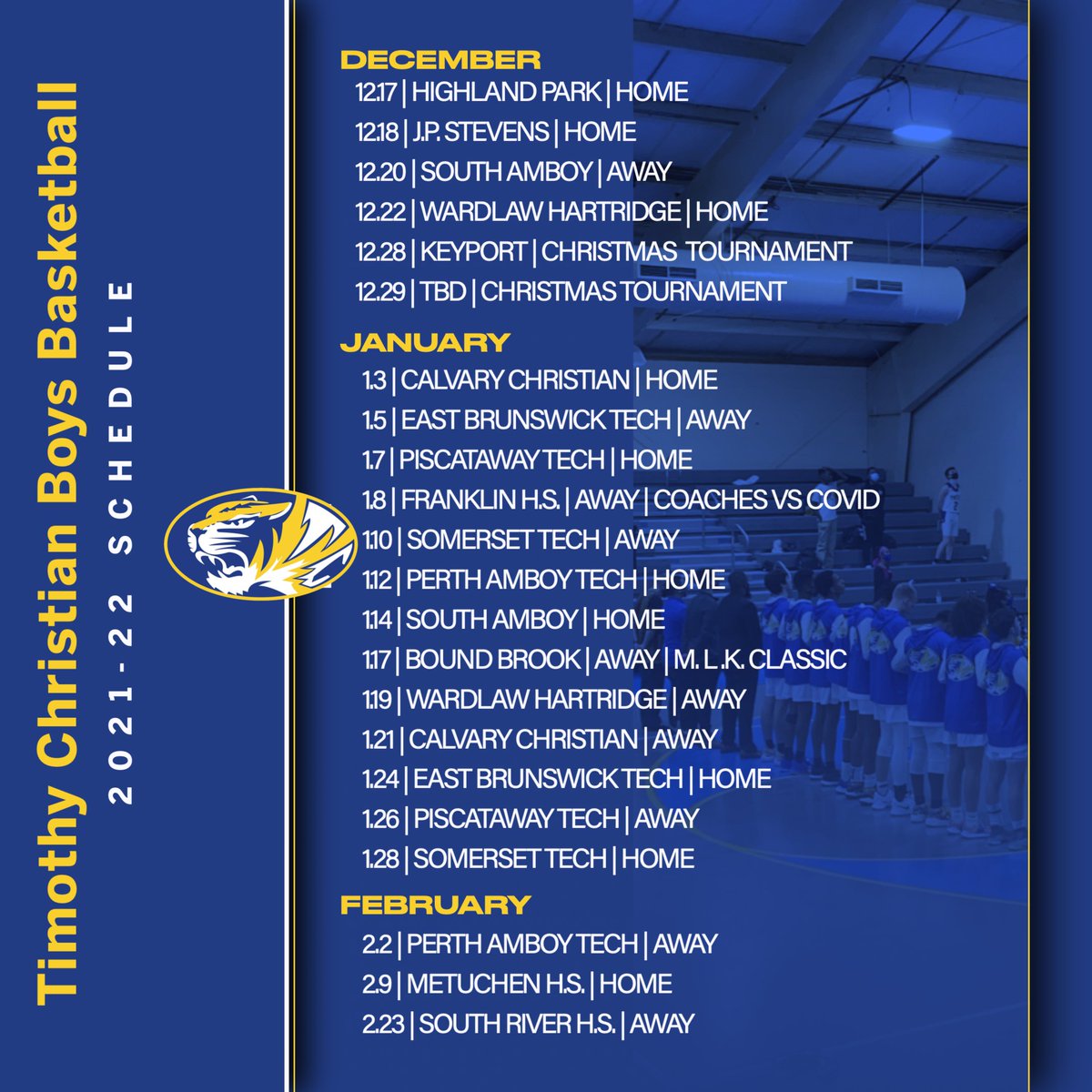 JV &amp; Varsity Boys Tiger Basketball Schedule 2021