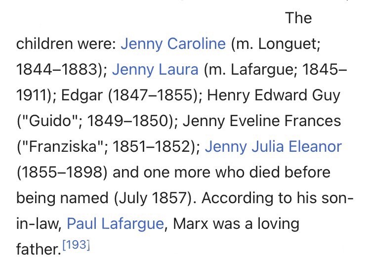 RT @depthsofwiki: Karl Marx named all his daughters Jenny…….. OUR name https://t.co/YjsjVqIsLk