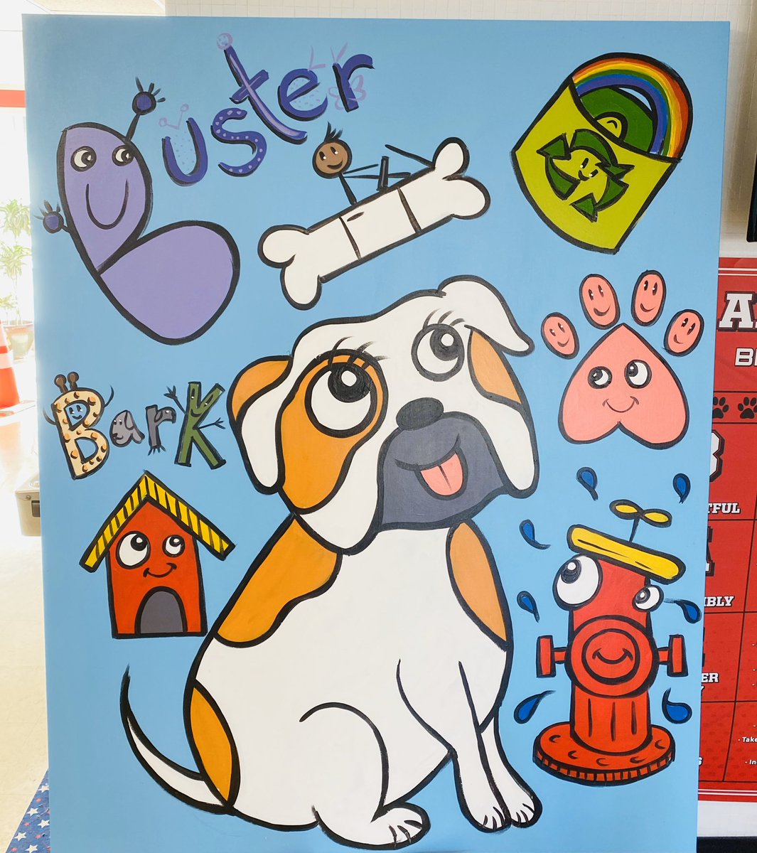 I’m loving my Amvet Boulevard Elementary School mural residency! Here’s one of the five canvases (48 inches by 60 inches) I painted. <a href="/mrskefor/">Kristine Kefor</a> <a href="/JeffersonLabs/">Jefferson Labradors</a>