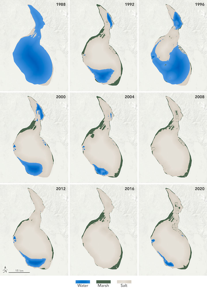 NASAEarth's tweet image. Once the second-largest lake in #Turkey, Lake Tuz now rarely spans an area much larger than a puddle. go.nasa.gov/3p3Iuh9