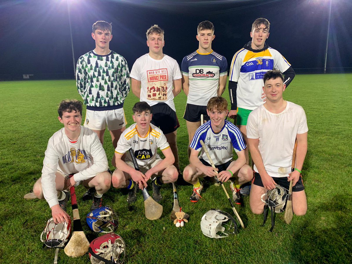 AontroimGAA's tweet photo. Our Antrim U20 Hurlers getting in the festive mood with their Christmas Cup pre-season tournament tonight. 

Big wins for the Snowmen &amp; Elves sees them head into the final next week! 🎅🏻☃️ #MerrySaffsmas https://t.co/Lfdy1Jcpwb