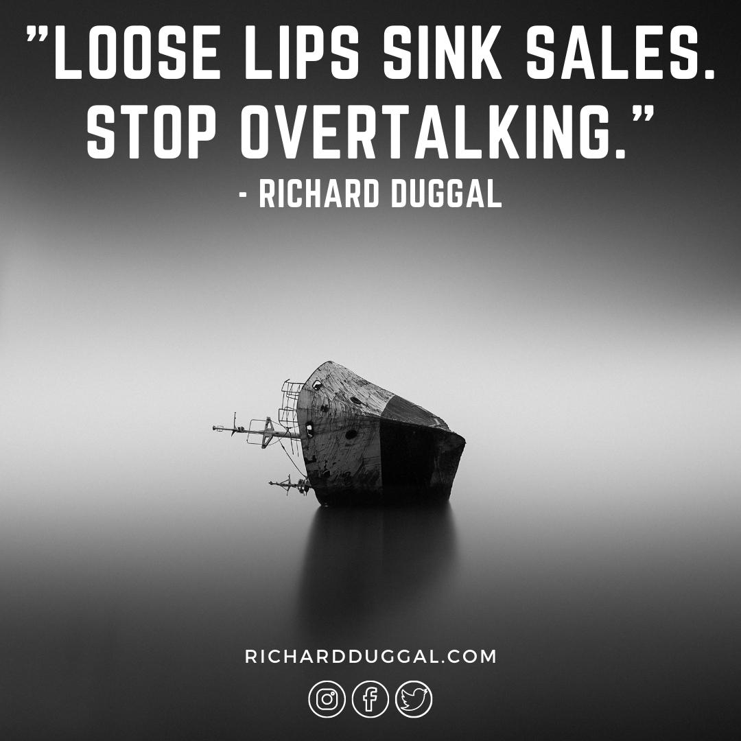 Closing_Machine's tweet photo. “Loose lips kill sales. So stop overtalking.” - Richard Duggal
#ClosingMachine #RealEstate #Selling #SalesSkills #RealEstateTraining #RealEstateCoach #SalesTips #Realtor https://t.co/jwrX6AoU4Q