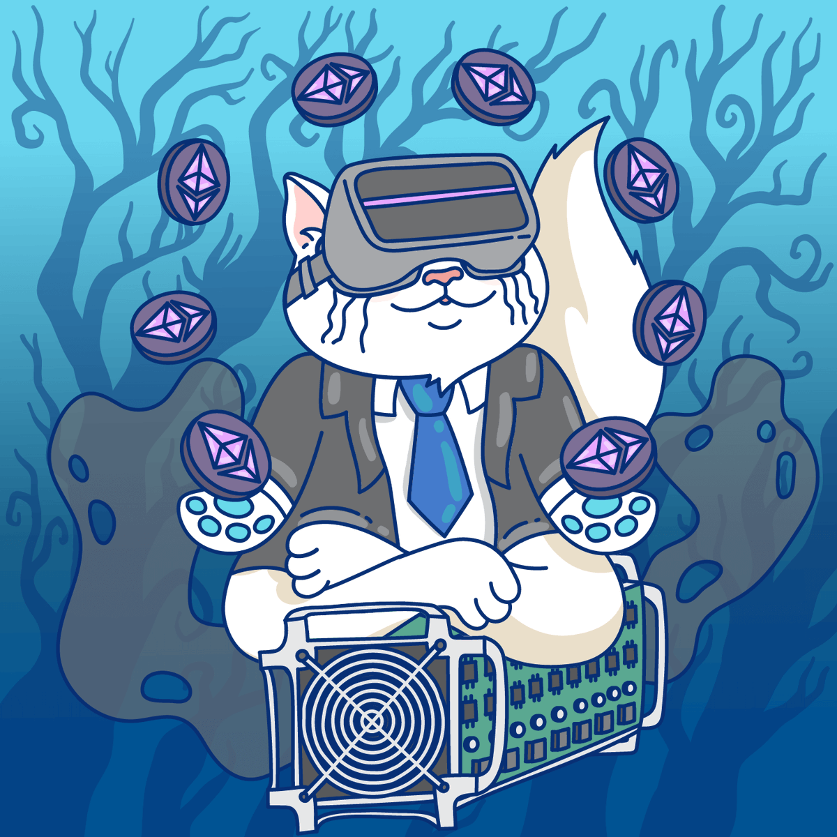 mcatsnft's tweet photo. While busy mining Etherium Cats like to play games in VR keeping the meditation state of mind.

#NFTCommunity https://t.co/7MzFMScetW