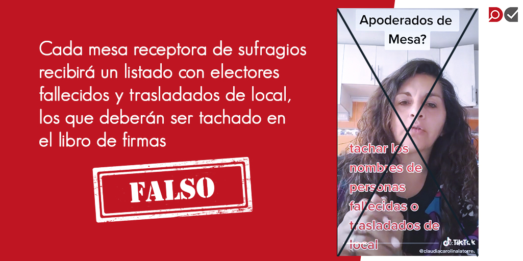 No existe dicho listado en la cartilla de instrucciones para mesa receptora de sufragios. Además, <a href="/ServelChile/">Servicio Electoral</a> aclaró que los vocales no tienen facultades para tachar nombres de personas eventualmente fallecidas o cambiadas de local. wp.me/pcf0If-1BW #Elecciones2021CL