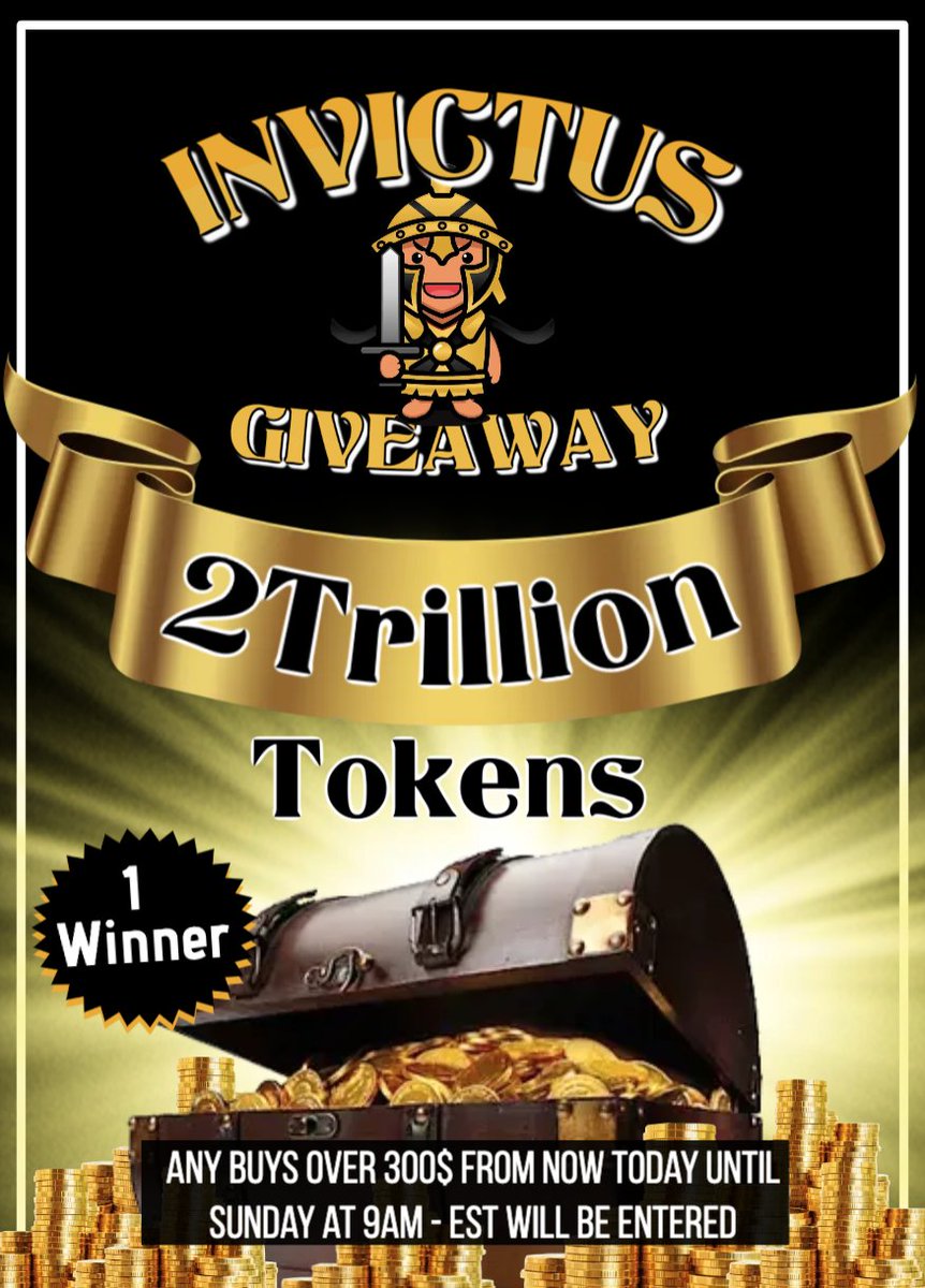 • Giveaway Rules •

ANY Buys of $300 or more from Today - Sunday at 9am EST will be entered for a chance to win the 2 Trillion Inv Token Giveaway! 🤑🤑🤑

Only rule, You must be holding at end or drawing to win!

Good Luck and may the odd's forever be in your favor!