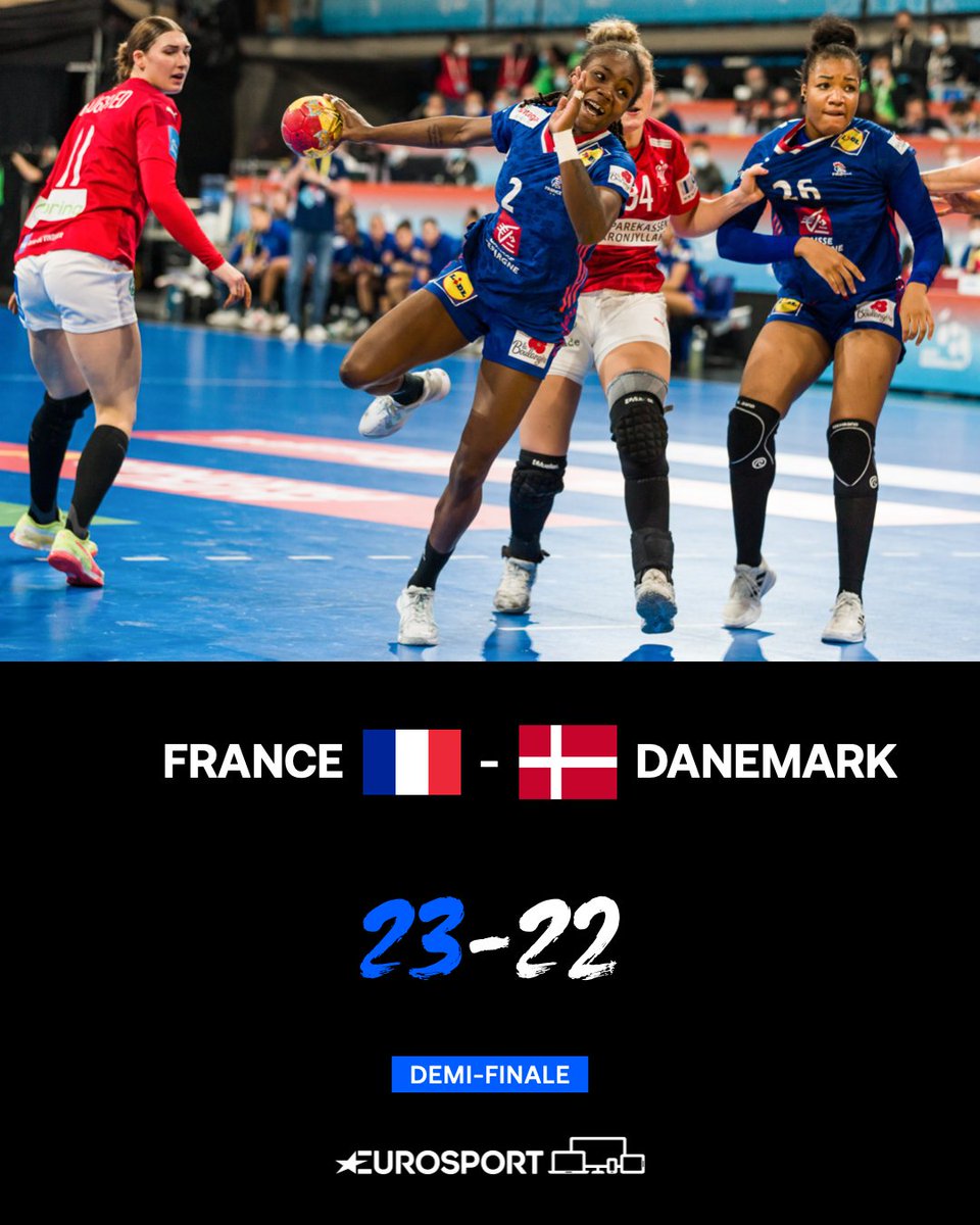 Eurosport_FR's tweet photo. 💙🤍❤️ 𝐁𝐑𝐀𝐕𝐎 𝐋𝐄𝐒 𝐁𝐋𝐄𝐔𝐄𝐒 💙🤍❤️

Direction la finale du Mondial pour les joueuses d'Olivier Krumbholz, tombeuses du Danemark ! #FRADAN https://t.co/gk74uFNnAg