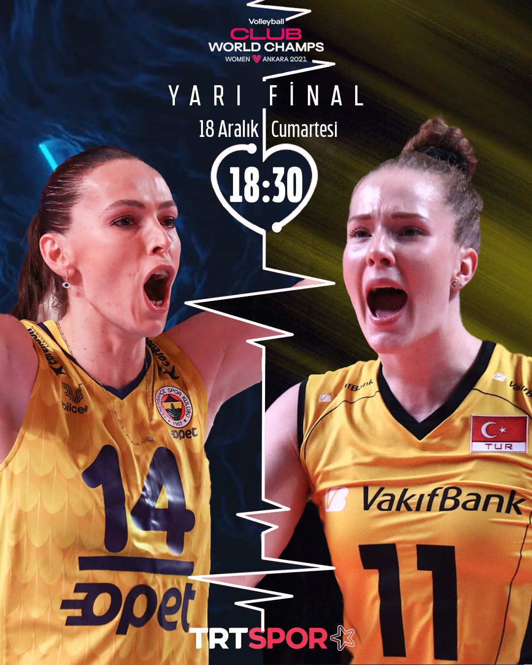 TRT Spor Yıldız Sosyal Medya Hesabı Tarafından Fenerbahçe Opet-Vakıfbank Maçına Özel Maç Görseli