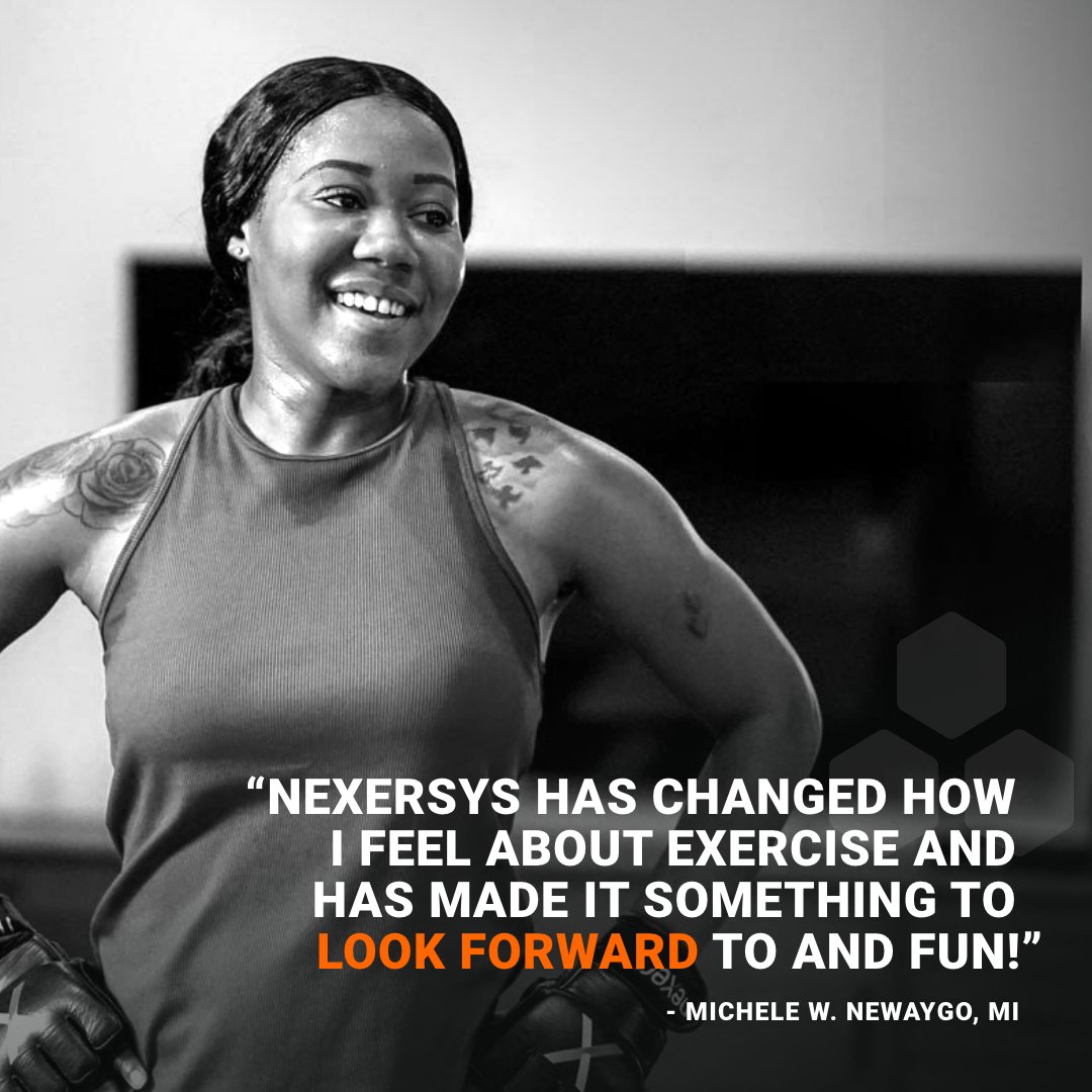 NEXERSYS's tweet photo. Thanks, Michele! Drop a 🥊 if you love your Nexersys workouts ⬇️ #boxing #MMA https://t.co/MruHYHbE9H