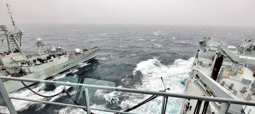 NorthofJayne's tweet photo. "A smooth sea never made a skilled sailor".
@nruasterix is honoured to be the first to greet @HMCSFredericton back to 🇨🇦 and support them getting home! #WeTheNavy @MV_Asterix @RCN_MARLANT https://t.co/Mu36ecQf6w