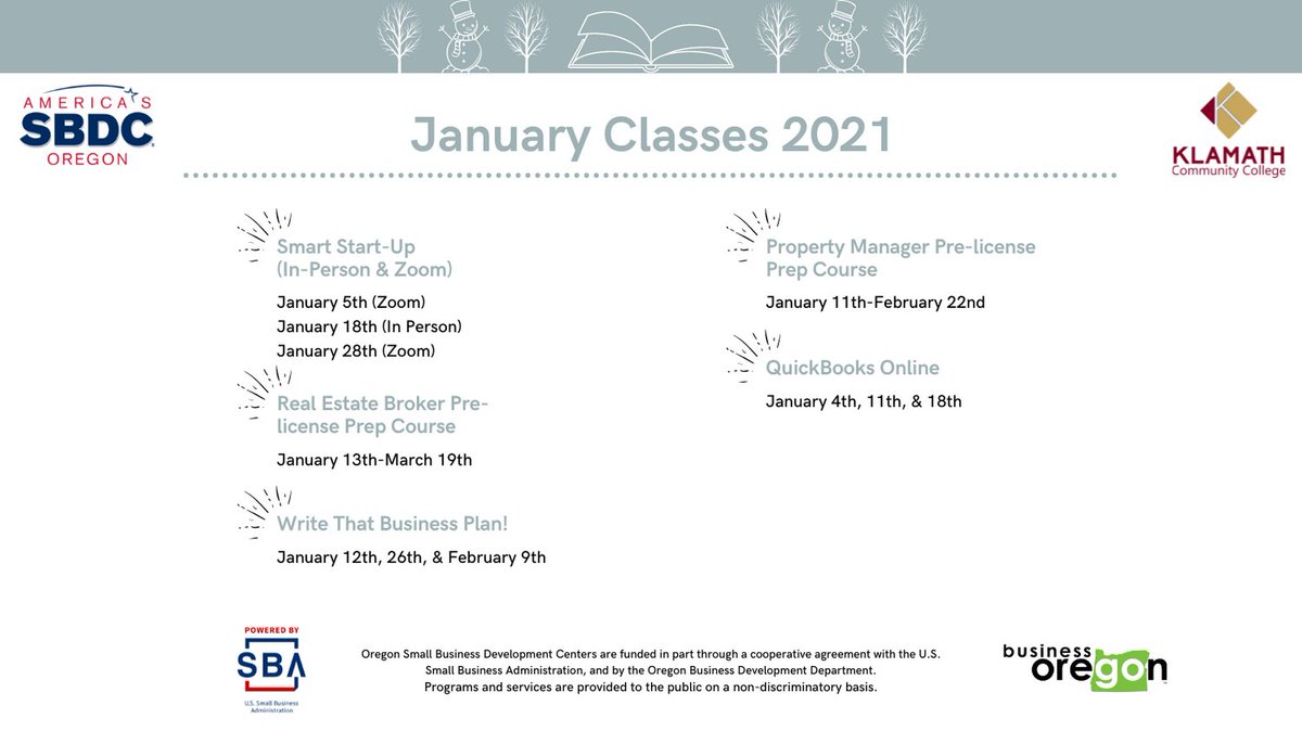 Have big plans for your business in #2022? We can help you put those plans into action with the help of our #classes clients.oregonsbdc.org/Events.aspx?mo… #smallbusiness #newyear #help