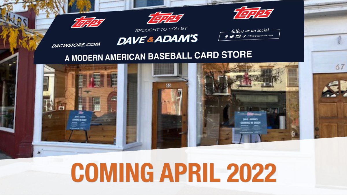 dacardworld's tweet photo. We are excited to announce that Dave &amp; Adam's is teaming up with @topps to open a flagship store in Cooperstown, NY!

Topps brought to you by Dave &amp; Adam's will be located in the shadows of the Baseball HOF and is set to open Spring of 2022.

Read more: https://t.co/tWkgUHZvyE https://t.co/5jcTiFPWne