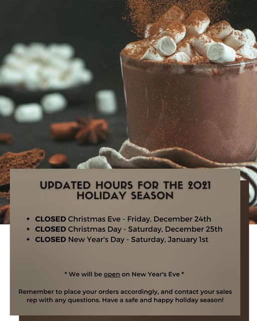 PremProduce1's tweet photo. Just a reminder of this year’s holiday hours! Remember to place your orders accordingly, and contact us if you have any questions! ❄️ #holidayseason #holidayhours #eatpremier https://t.co/CeH6461EUj