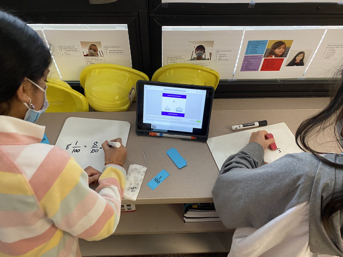 MrsChangGrove's tweet photo. 4th graders play a partner game to multiply a whole number with a fraction using a number generator & fraction cards. Fun way to find mixed numbers in simplest form!! #math #mathgame #handsonmath #partnermath @GroveAve220 @susanresnickco1 https://t.co/3Ru5IdYI9z
