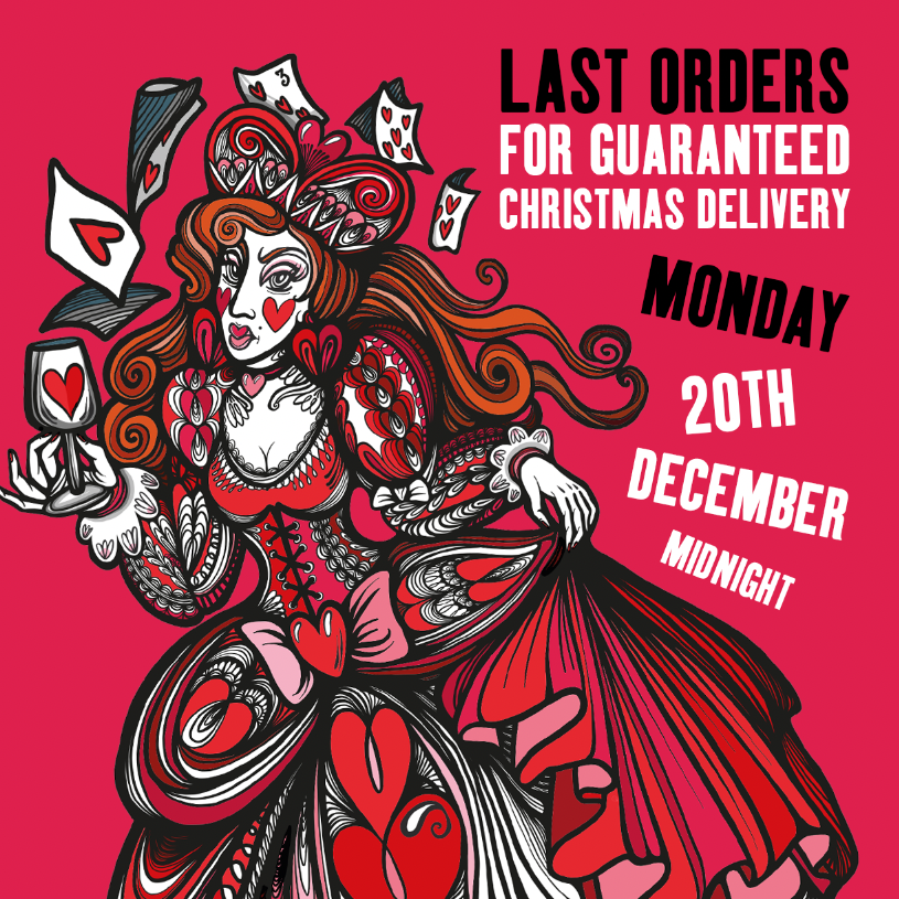Chop Chop, or you may lose your head! 🙀

By order of the Queen Of Hearts our cut off for Xmas deliveries will be midnight on Monday 20th December.

We have limited stock of our tasting sets (the puurrfect stocking filler) &amp; 70cl gins &amp; rums!

curouscatdrinks.co.uk/shop

#gin #gifts