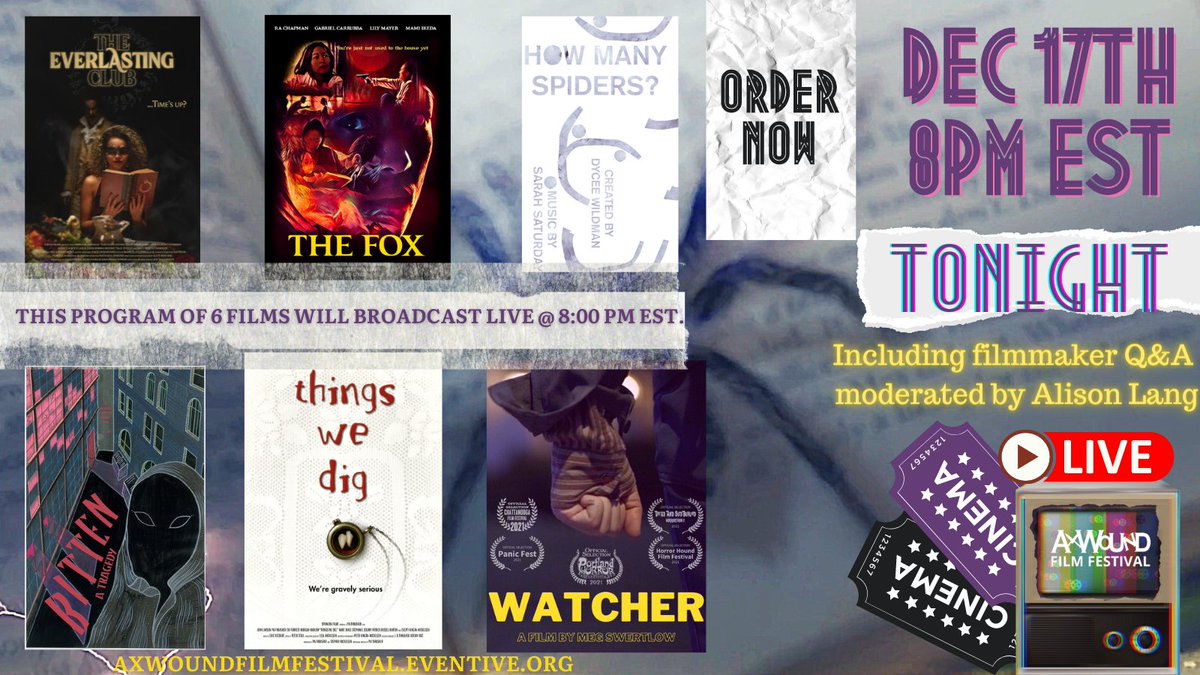 AxWoundFilmFest's tweet photo. TONIGHT! #AXWFF #AxWoundAtHome https://t.co/toXfAvezjs