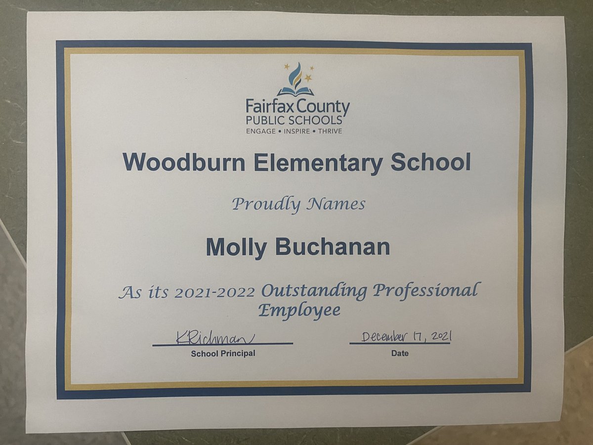 Feeling so humbled and honored to be recognized by my Woodburn school family with this award. <a href="/WoodburnES/">Woodburn Elementary School</a> @KatyRichman2 <a href="/WoodburnCounsel/">Woodburn Counseling</a>