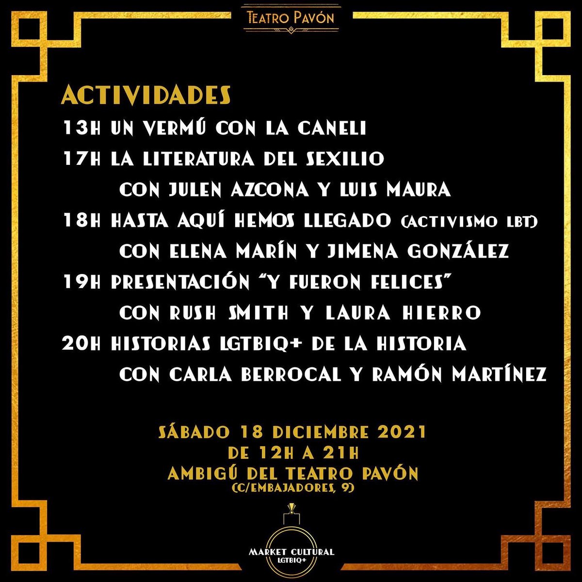 editorialegales's tweet photo. Mañana os esperamos en el I Market Cultural LGTBIQ+, que organizan @libreberkana y @elteatropavon de 12h a 21h. Mesas, firmas, charlas, vermú… ¡un plan perfecto!🏳️‍🌈📚 https://t.co/EXQ2KmxUrc