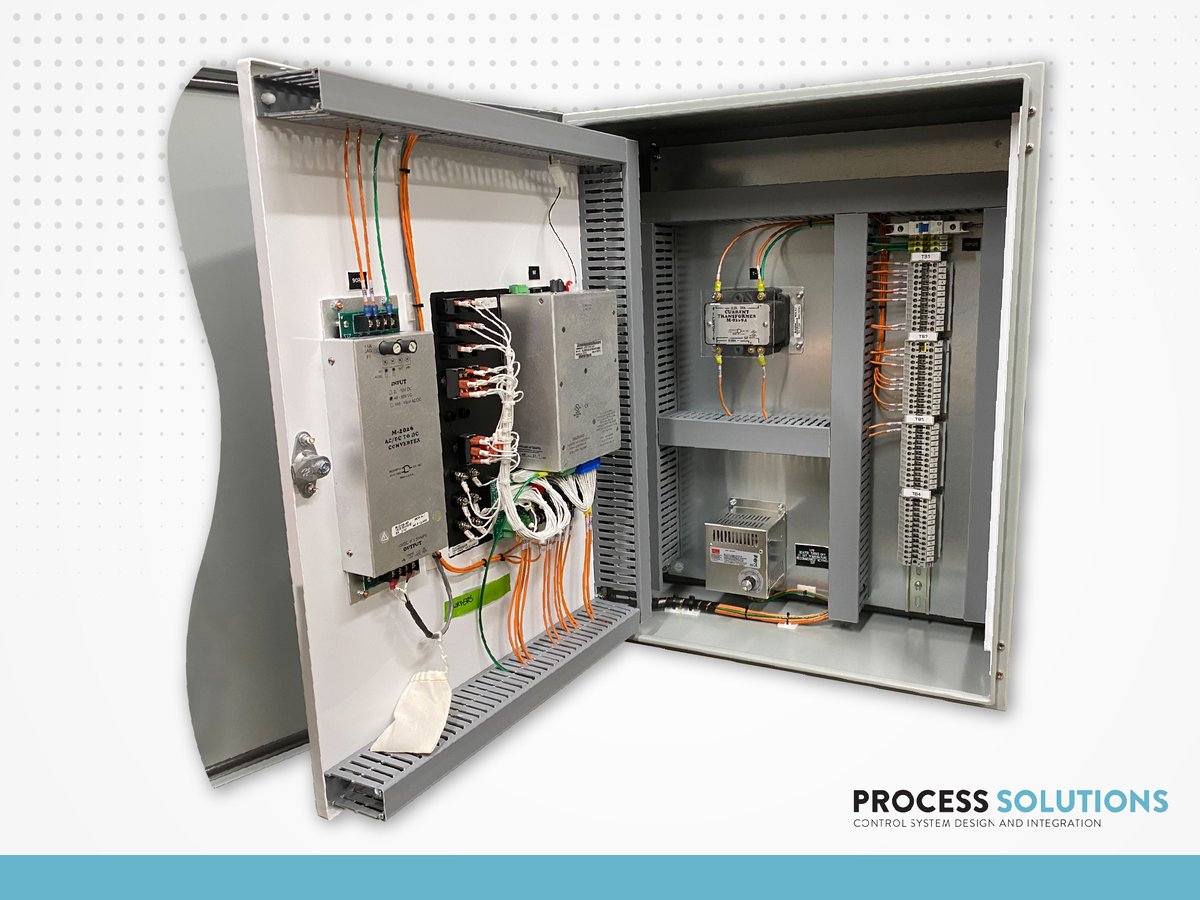 Process Solutions recently completed the design and build of this control panel for use in the #energy industry. 

The panel is equipped with a swing-out panel kit, a 100W electric heater, a digital tap changer controller, and a current transformer.