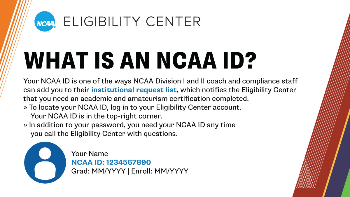 ncaaec's tweet photo. Where can you find your NCAA ID? Log in to your @ncaaec account. Your @NCAA ID is in the top-right corner, just below your name. 

➡️ https://t.co/eqw3DoqJe8 https://t.co/KxIWnKIvmi