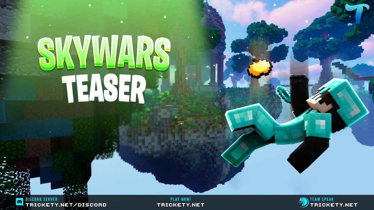 TricketyNetwork's tweet image. SkyWars Teaser 🧩

SkyWars can not be missing on Trickety! Be anxious for many various kits and maps. 🌴 Suggestions for kits can be submitted on our Discord. 🎉

🚀 Discord » trickety.net/discord 
📅 See u on 12/19/2021 at 6 PM (UTC+1) 

» ❤️ &amp;amp; 🔁 for more giveaways 👀