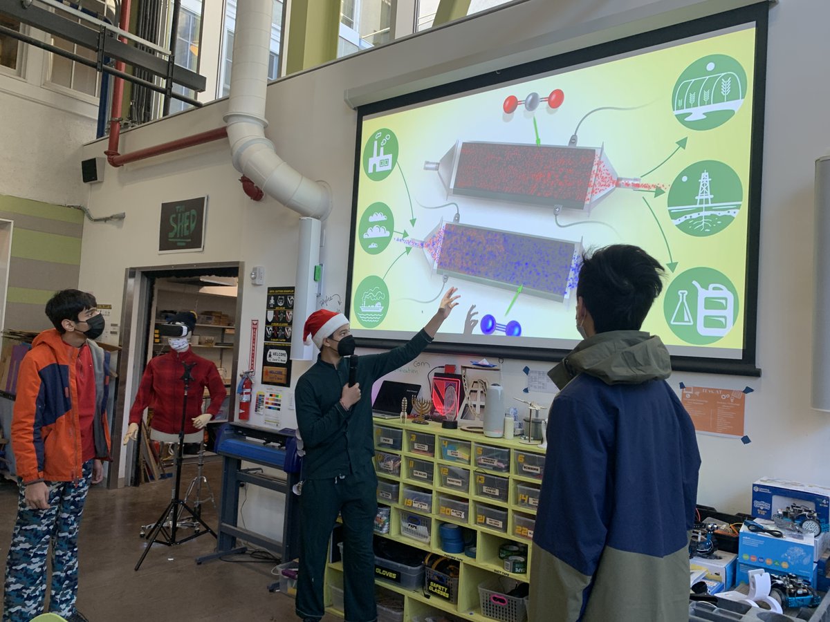 FessyiLab's tweet photo. Students in Mr. Danziger's Science class presented their final projects for the Fessy Climate Summit 2021 studio in the CCI today and they really knew their facts! #makered #studiolearning #pbl #climatescience #innovation #greencampus https://t.co/a4mapZ89Ip