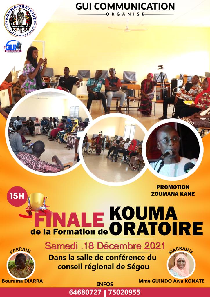 A ne pas manquez !
La finale de #Kouma_Oratoire 2 est ce samedi 18 Déc à partir de 15h dans la salle de conférence du conseil régional de #Ségou
#Kouma_Oratoire
<a href="/CitoyensSegou/">Ségou Citoyen Web TV</a>
<a href="/Karada_Ml/">Karada</a>