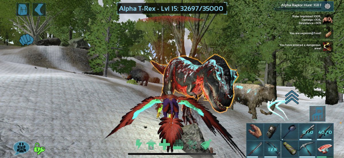3nnx2's tweet photo. Go for Alpha Raptor hunt they said 
Will be fun they said… 😳🤪

@Candi45881868 
@PlayARKMobile 
#arkneversleeps https://t.co/XOjIqernGw