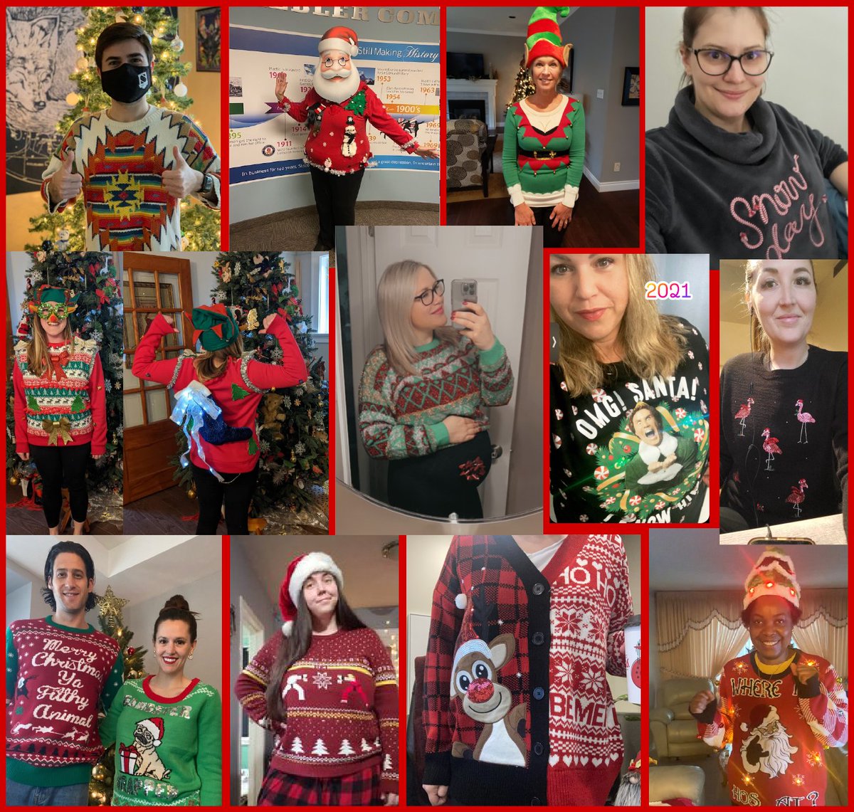 StaeblerInsures's tweet image. &apos;Tis the season for our ugly sweaters! 😂 

#NationalUglySweaterDay #UglySweaters #EmployeeFun #HolidayParty