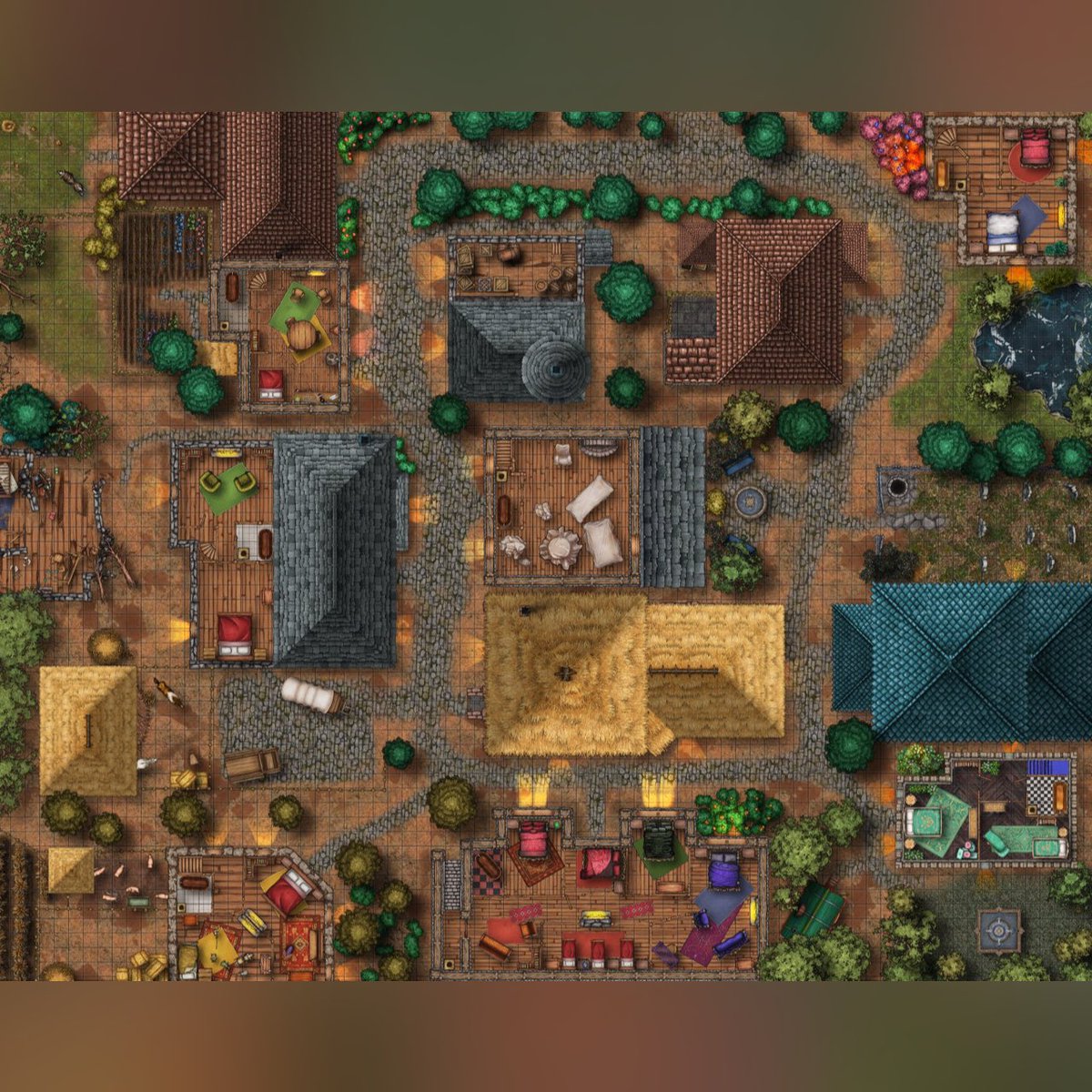 itsamapIRE's tweet image. So look what I did!I made a big map 4 a little village or town. Youve got everything you need from a butcher to a house of ill-repute and everything in between. Some buildings have a second level. It took ages but I enjoyed it! Made on  @inkarnaterpg #inkarnate #mapbuilder #dnd