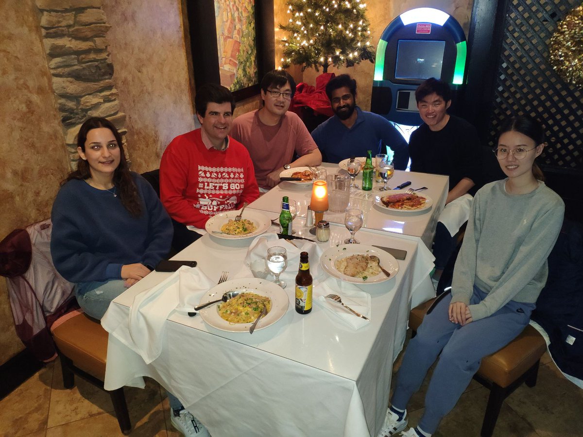 wirthlab's tweet image. Holiday season in @wirthlab. Journal club followed by a lovely lunch with a wonderful group of which I am very thankful to be part. Next week is Secret Santa. Also, we found tequila in the rafters of our office, which must be a good sign for 2022! #ColloidsRCool