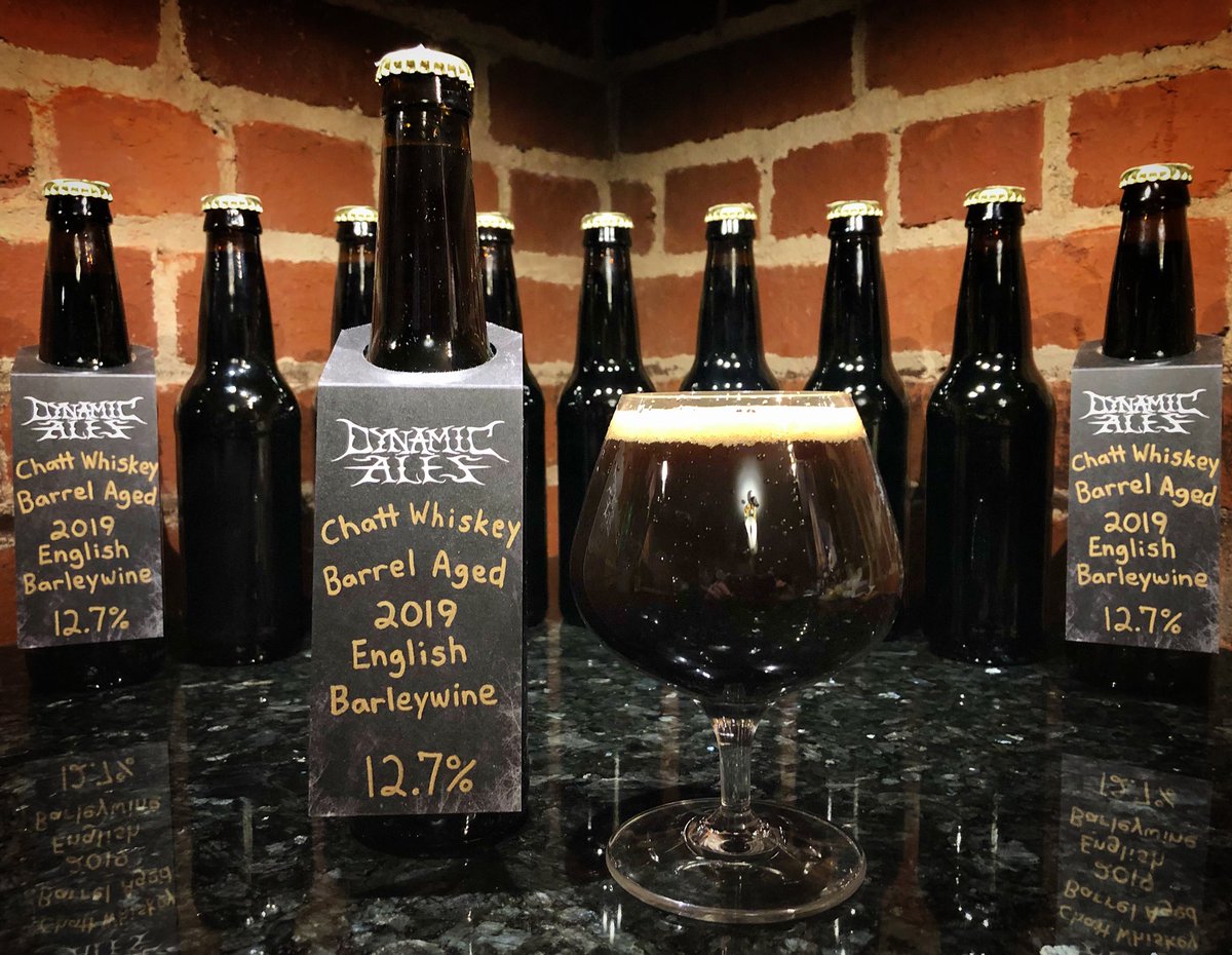 **B.A. Barleywine Giveaway** 2019 English Barleywine brewed in collaboration w/ <a href="/BarleyMob/">Barley Mob Brewers</a> &amp; <a href="/HuttonSmithBrew/">Hutton&SmithBrewing</a>. Aged for 21 months in a @ChattWhiskey barrel for our club barrel project, 12.7% ABV. We’re giving away 10 bottles to our email subscribers at dynamicales.com!🍻