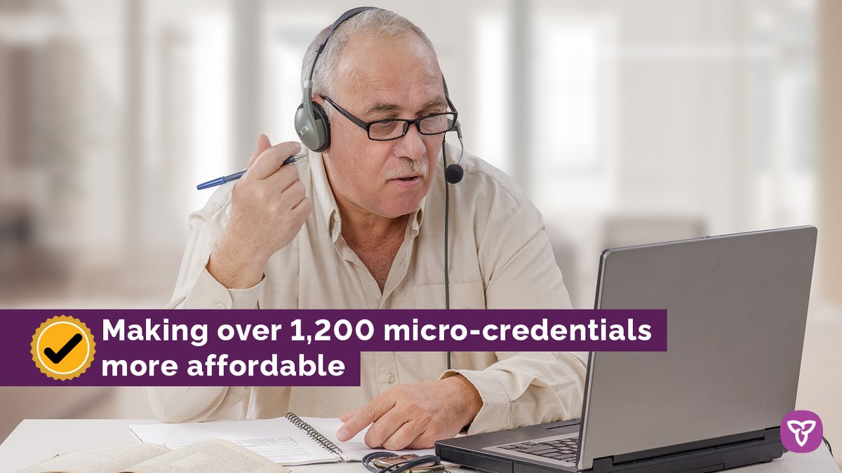 ONtrainandstudy's tweet photo. #DYK: Ontario is the first jurisdiction in Canada to offer student financial assistance for micro-credentials. Apply for #OSAP from a list of over 1,200 micro-credentials, with more being approved on a regular basis. https://t.co/fzSrDe0lav #microcredentialsON https://t.co/mWwsfE2Z5t